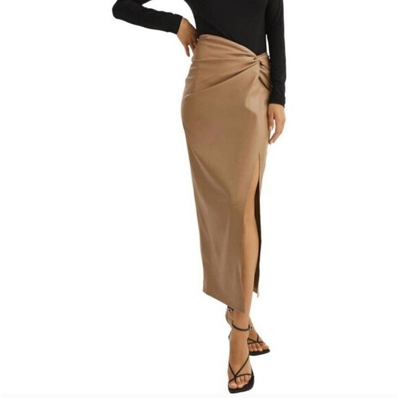LaMarque Eileen Faux Leather Knot Midi Skirt Small - Picture 3 of 12